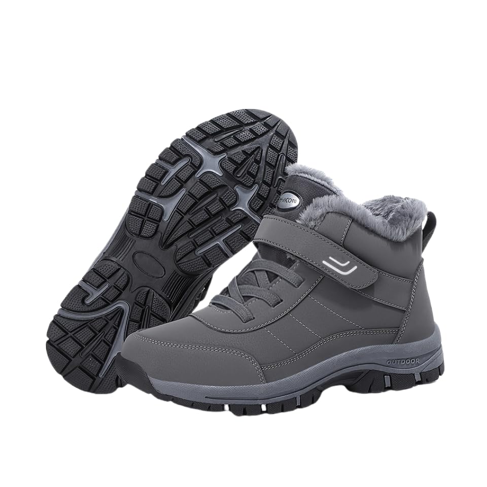 Warm and Durable Men's Snow Boots with Hook and Loop Fastener for Casual Hiking and Walking