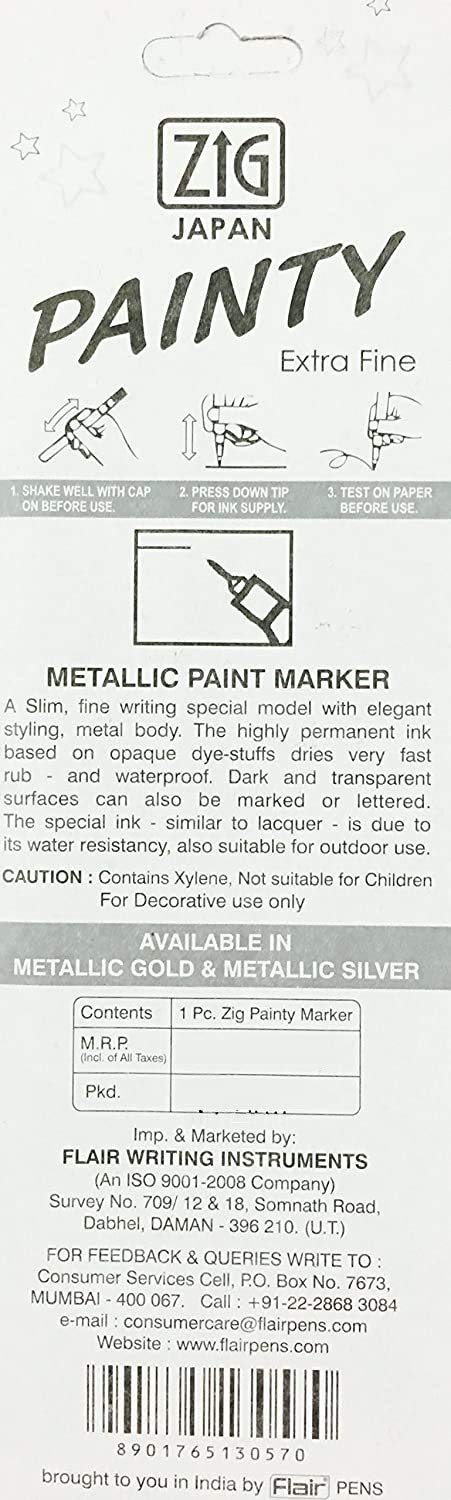 Zig (Japan Painty Metallic Permanent Marker (Silver, Pack of 6