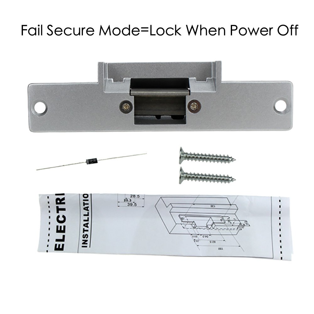 Control de Acceso 12 V DC Fallan Seguro no Tipo Puerta eléctrica Strike Cerradura para Control de Acceso de Alimentación Locks (Sin Bloqueo)