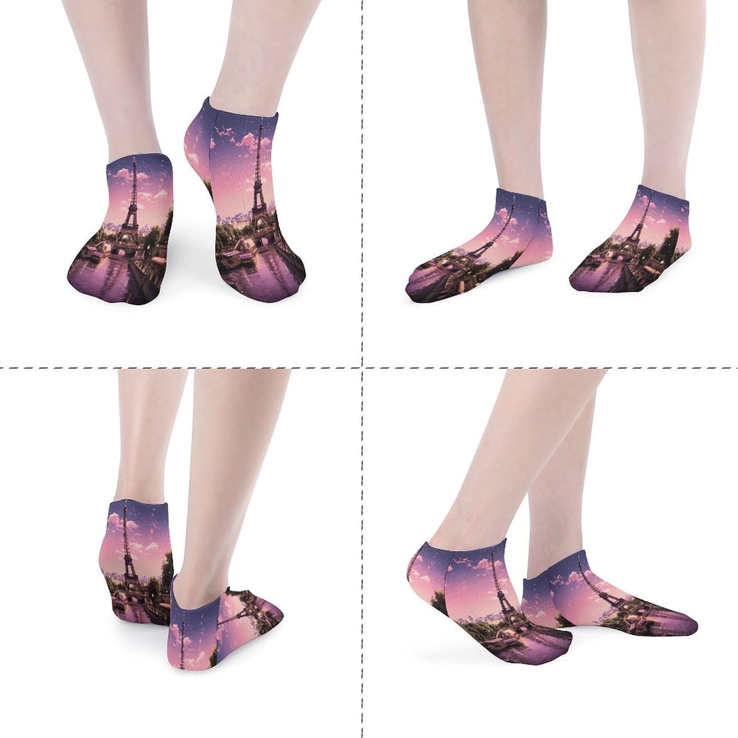 Socks for Men Women 5 Pairs Short Ankle Socks | Pink Paris Low Cut Casual Crew Sock Cute Breathable Athletic Socks Non Slip No Show Sock