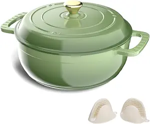ROVSUN Enameled Cast Iron Round Dutch Oven, 6QT, Sage Green