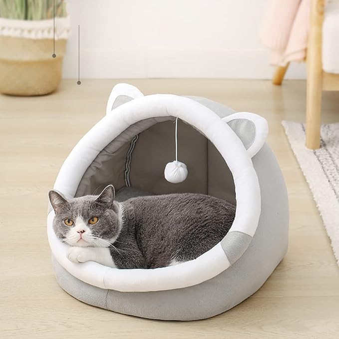 Cama para Gatos y Perros Pequeños con Base Antideslizante y Juguete miniatura 8