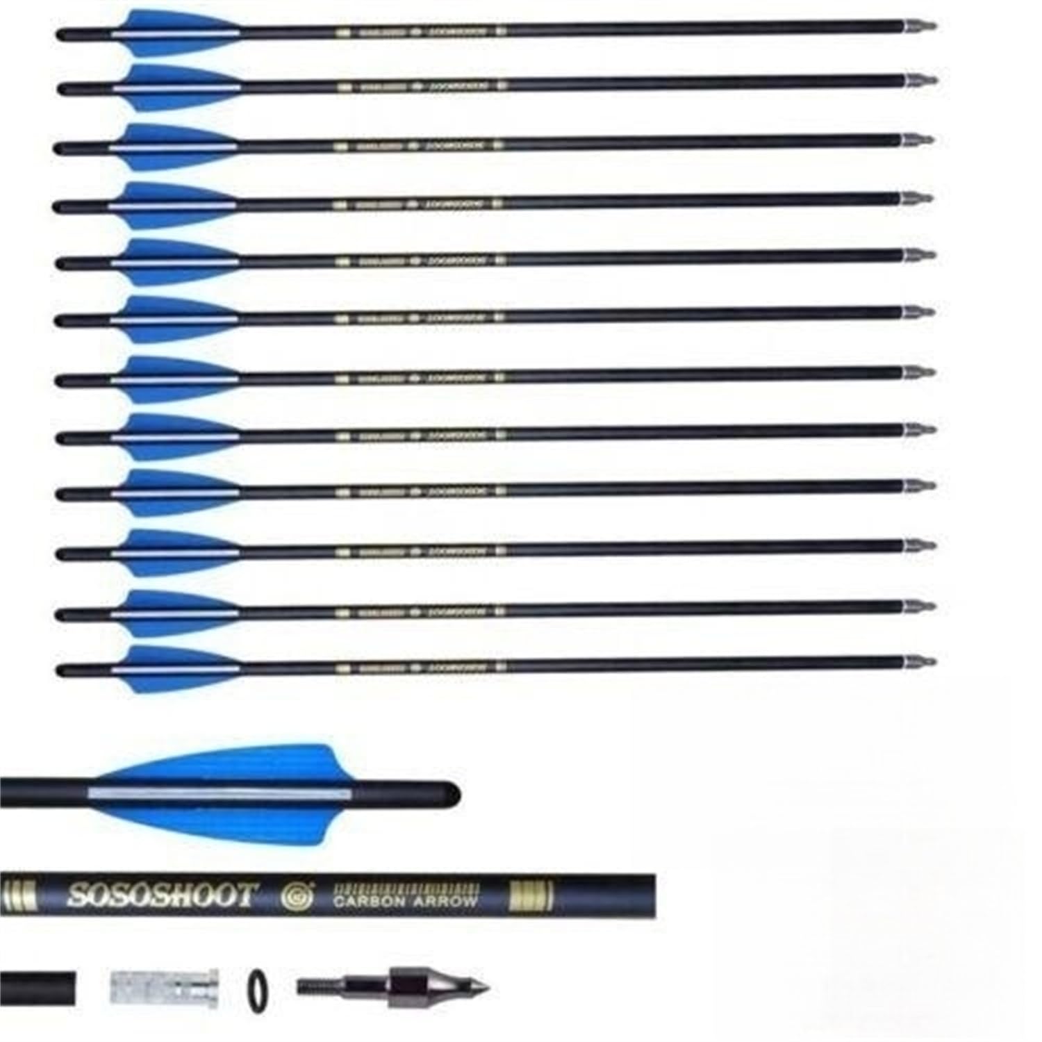 12 Stücke 20 Zoll Armbrustbolzen Carbonpfeile und Körner Jagd Jagdpfeile Bogenschießen Carbon Pfeile Spitze