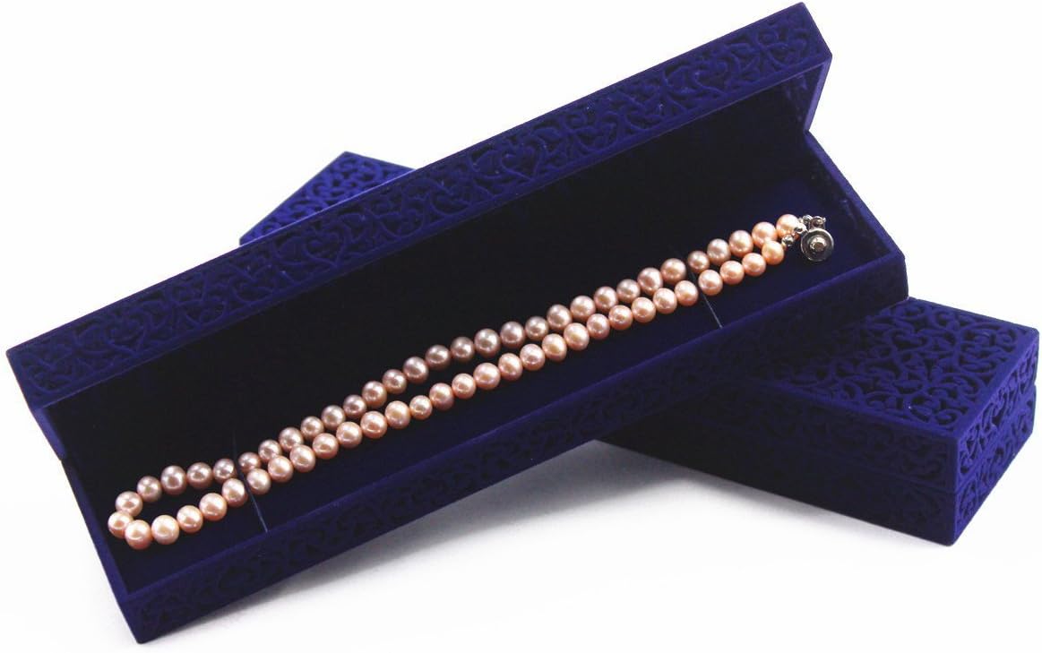 FUTISKYFUTISKY Hollow Necklace Box Velvet Bracelet Jewelry Storage Case Long Chain Necklace Display Gift Box (Necklace Box)