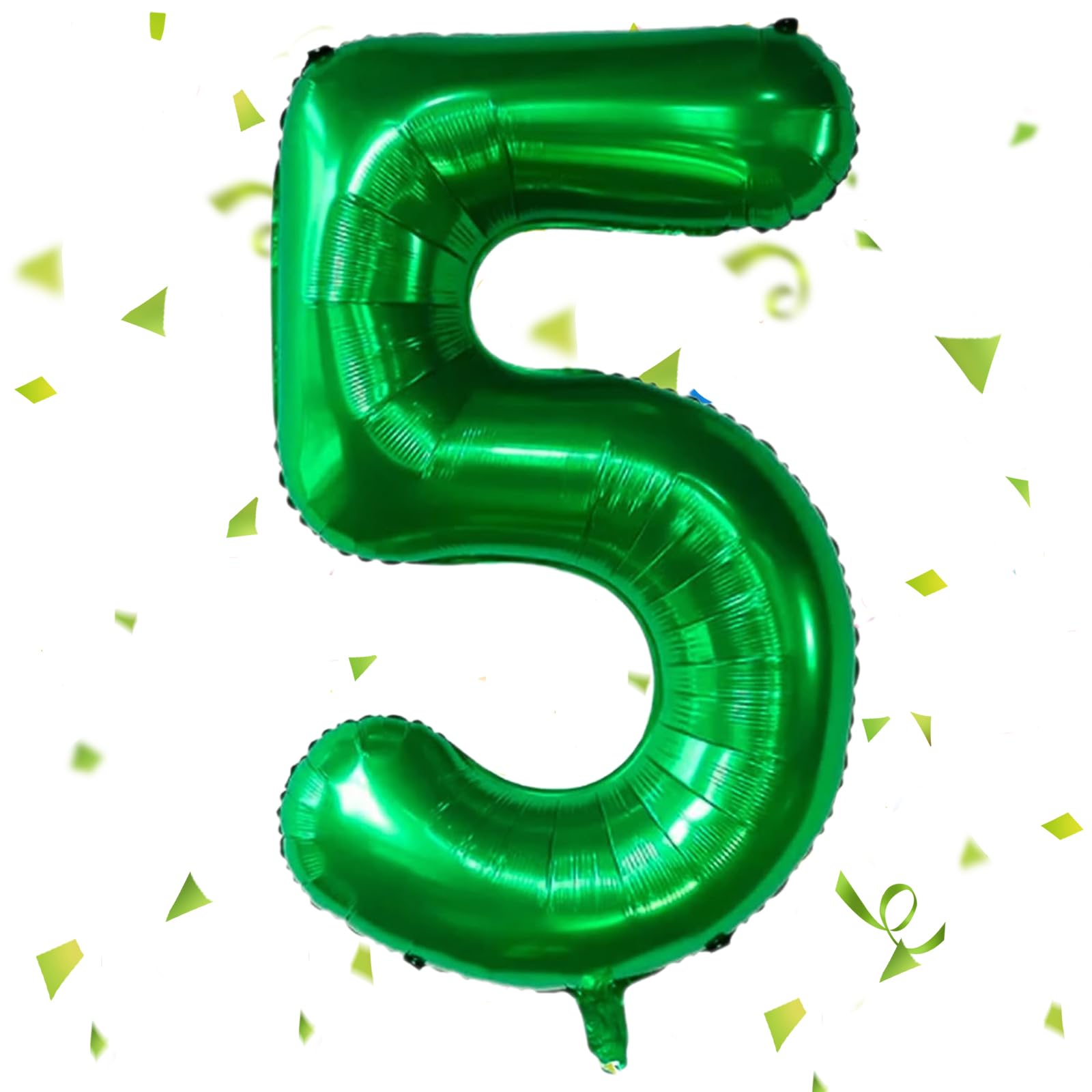 UDRKFOPK Dunkelgrün Luftballon 5, 40 Zoll, 101cm, Helium Ballon, Geburtstag, 5 Jahre, Kinder, Mädchen, Junge, Selbstdichtend, Wiederverwendbar, Stroh, 1 Stück