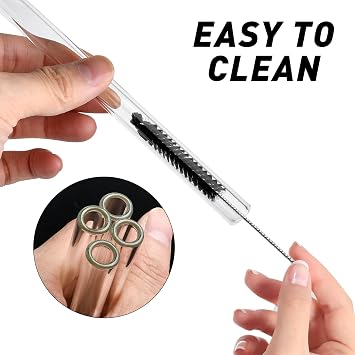 20 Pieces 6 Inches Long Clear Glass Tubes for Art DIY, 12mm OD 8mm ID 2mm Thick Wall Glass Borosilicate Blowing Tubing with 5 Cleaning Brush