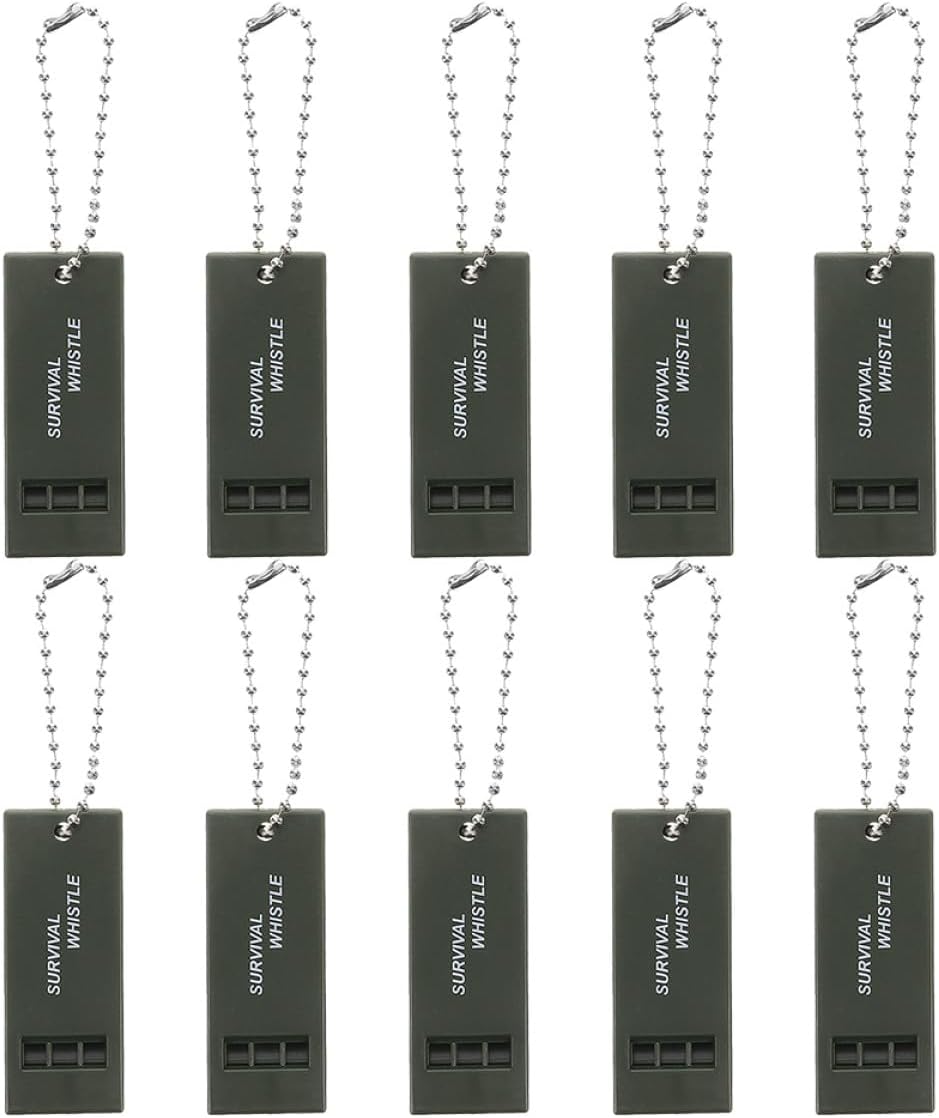 KICHOUSE 10pcs Outdoor Survival Whistles High Decibel Triple Tone Emergency Rescue Whistles Waterproof Safety Signal for Camping Hiking Boating Fishing