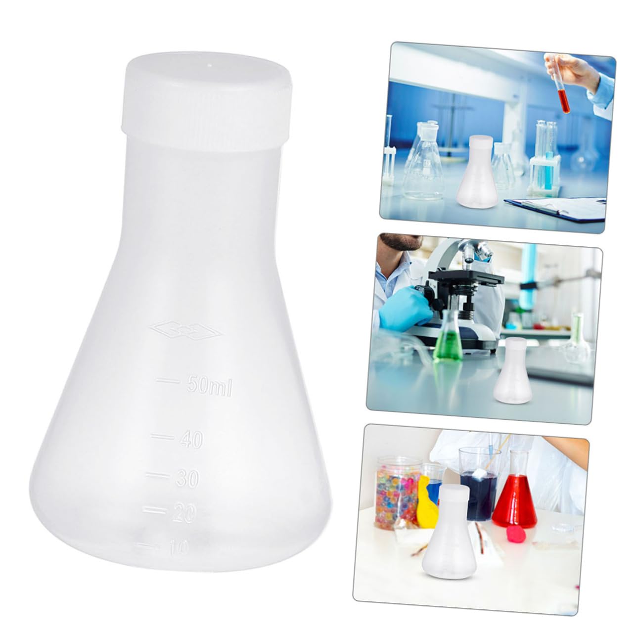 18pcs Plastic Erlenmeyer Flask Set Conical Container Lid Pp Material for Laboratory Experiments Design Graduation for Easy Measurement