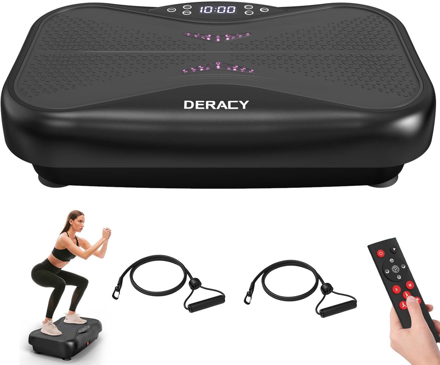 DERACY Vibration Plate Exercise Machine Whole Body Workout 3D XL Platform Shaker with Resistance Bands for Weight Loss, Body Shaping and Fat Burning