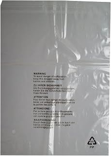 100 CLEAR TRANSPARENT PLASTIC SELF SEAL GARMENT CLOTHING RETAIL PACKAGING BAGS SAFETY WARNING - LARGE SIZE 12x15" 300x380mm 38mu - CLOTHES T SHIRT STORAGE PROTECTION DISPLAY PACKING