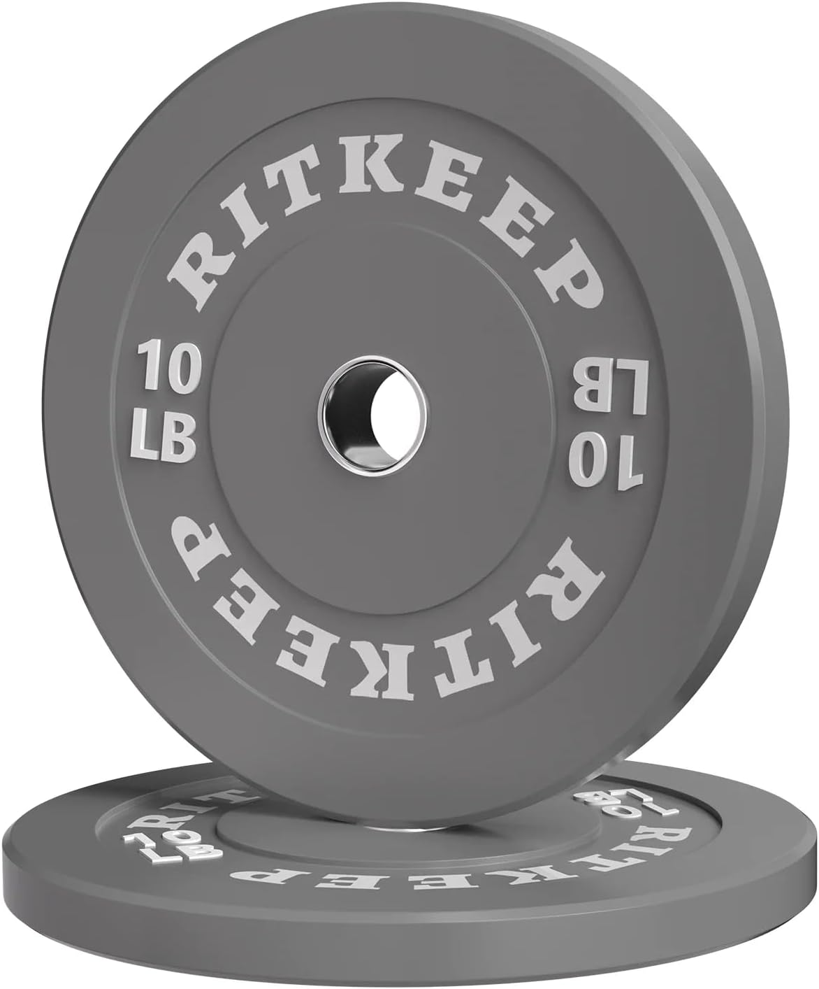 RitKeep 2 Inch Olympic Bumper Plates, 100% Natural Rubber Low Bounce Color-Coded Barbell Weight Plates with Stainless Steel Insert for Home Gym Strength Training, Weightlifting, HIIT Workouts