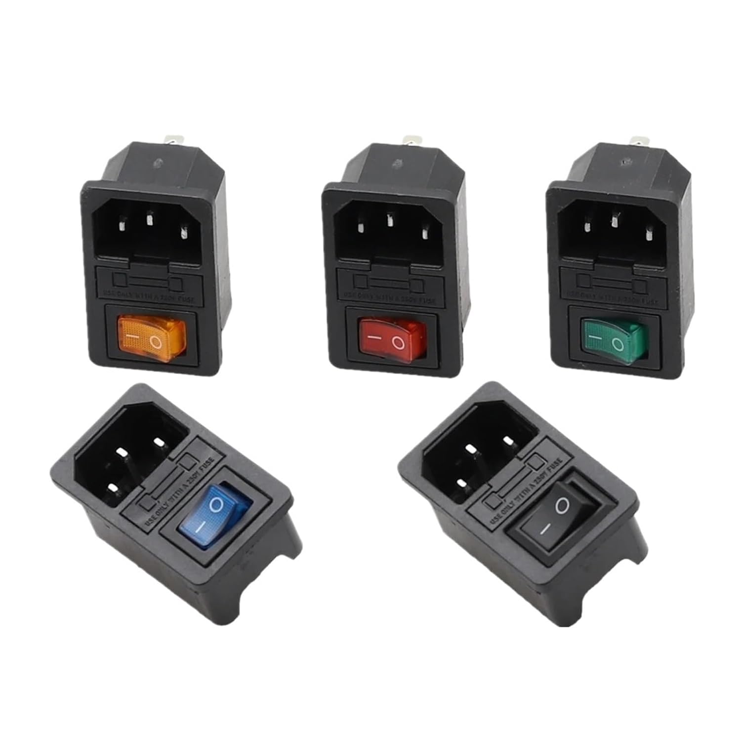 1pcs Rocker Switch Fuse IEC 320 C14 Inlet Power Socket Lighted Fuse Switch Connector with Fuse(Blue)