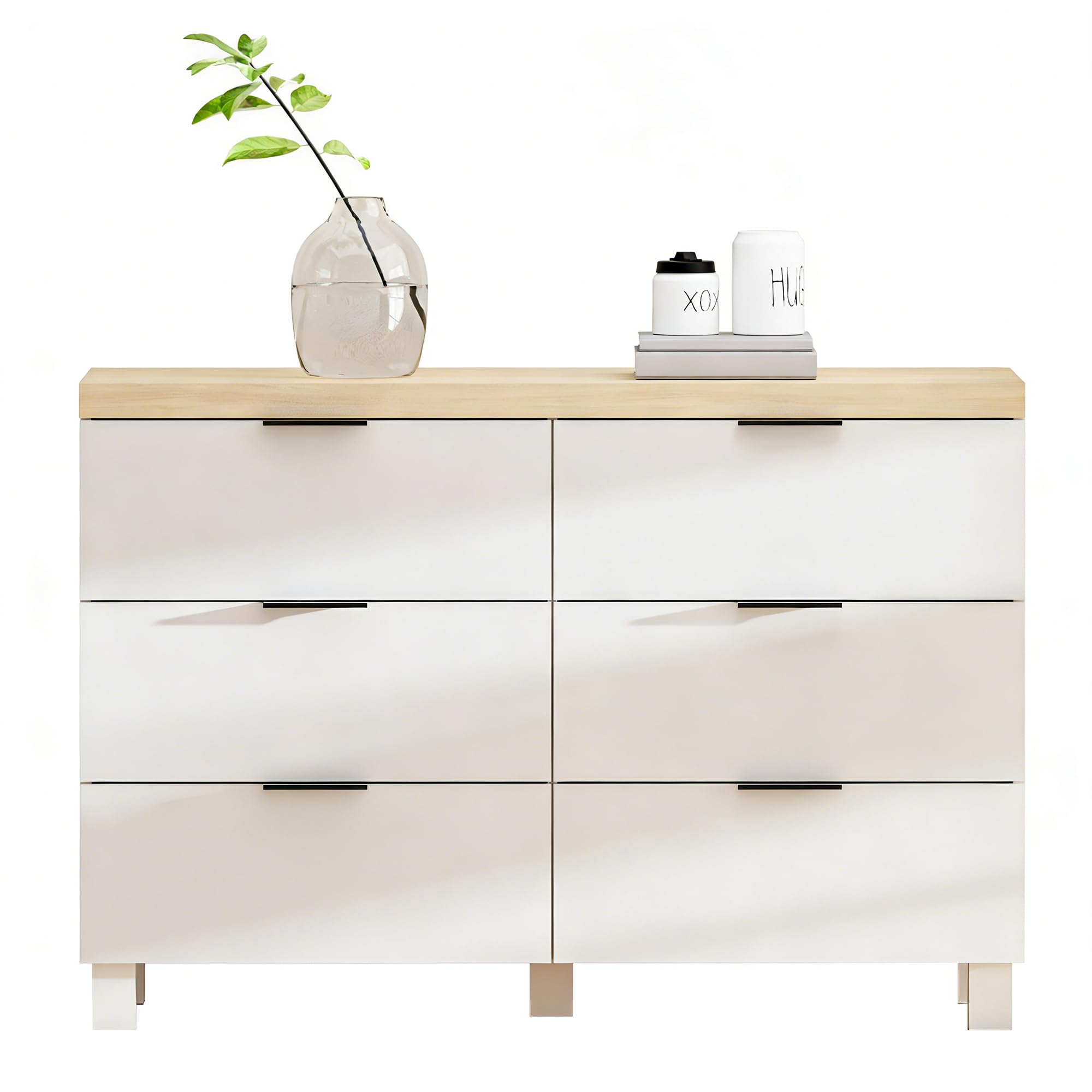 Comoda Dormitorio 6 Cajones, Cajonera Dormitorio,109×75×39 cm, Sinfonier Blanca, Gavetero Dormitorio, Mueble de Almacenamiento para Adulto (Blanca)