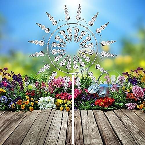 Magical Metal Windmill 3D Wind Powered Kinetic Sculpture Wind Spinner Solar, Lawn Solar Wind Spinners for Yard and Garden, Wind Catchers Metal Outdoor Garden Terrace Lawn Yard Landscape Decoration
