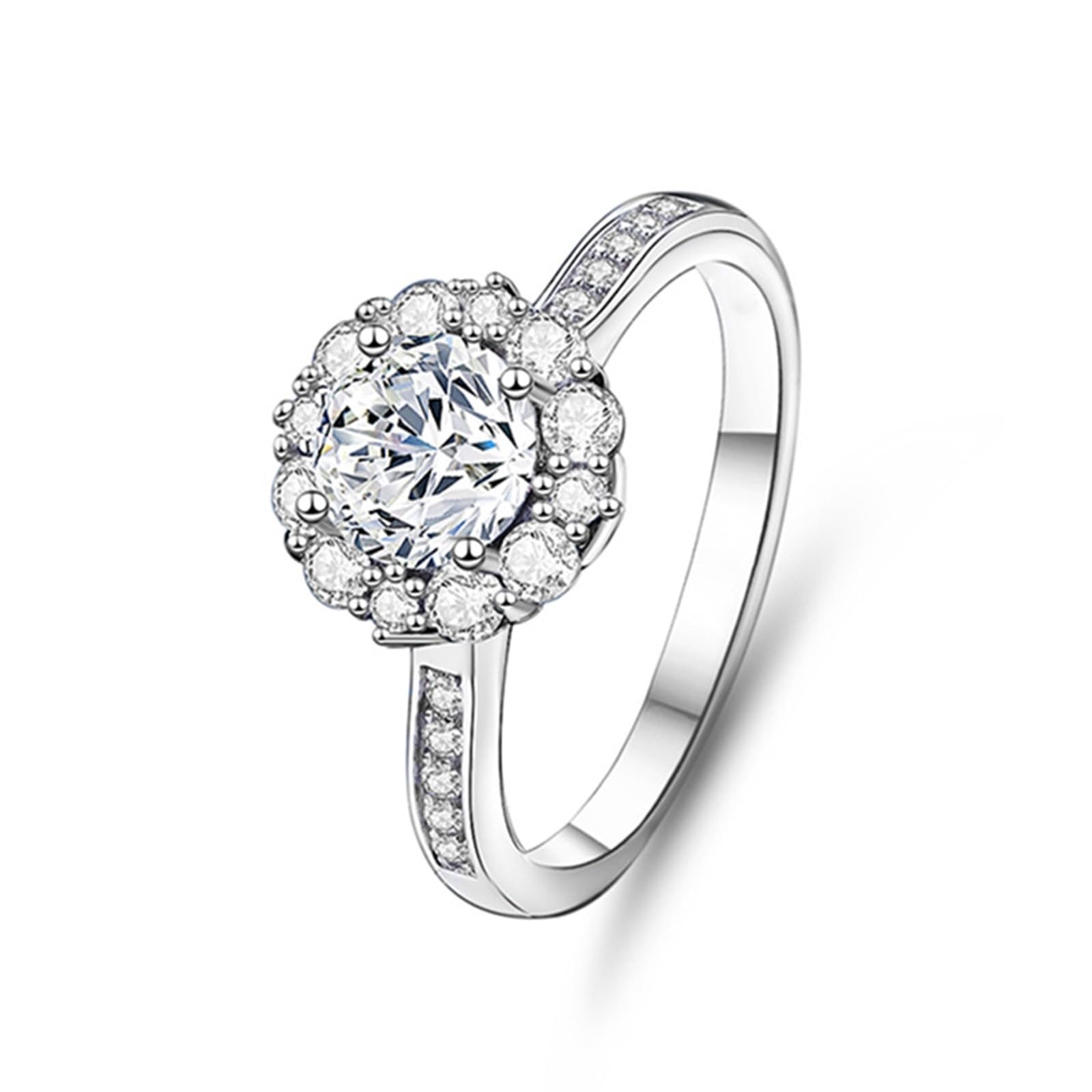 Anillo de oro blanco de 9 K/14 K/18 quilates/platino 950, anillos para mujer, 6,5 x 6,5 mm, moissanita, blanco, 1 ct, anillo de promise, anillo de aniversario para mujeres, regalos de joyería