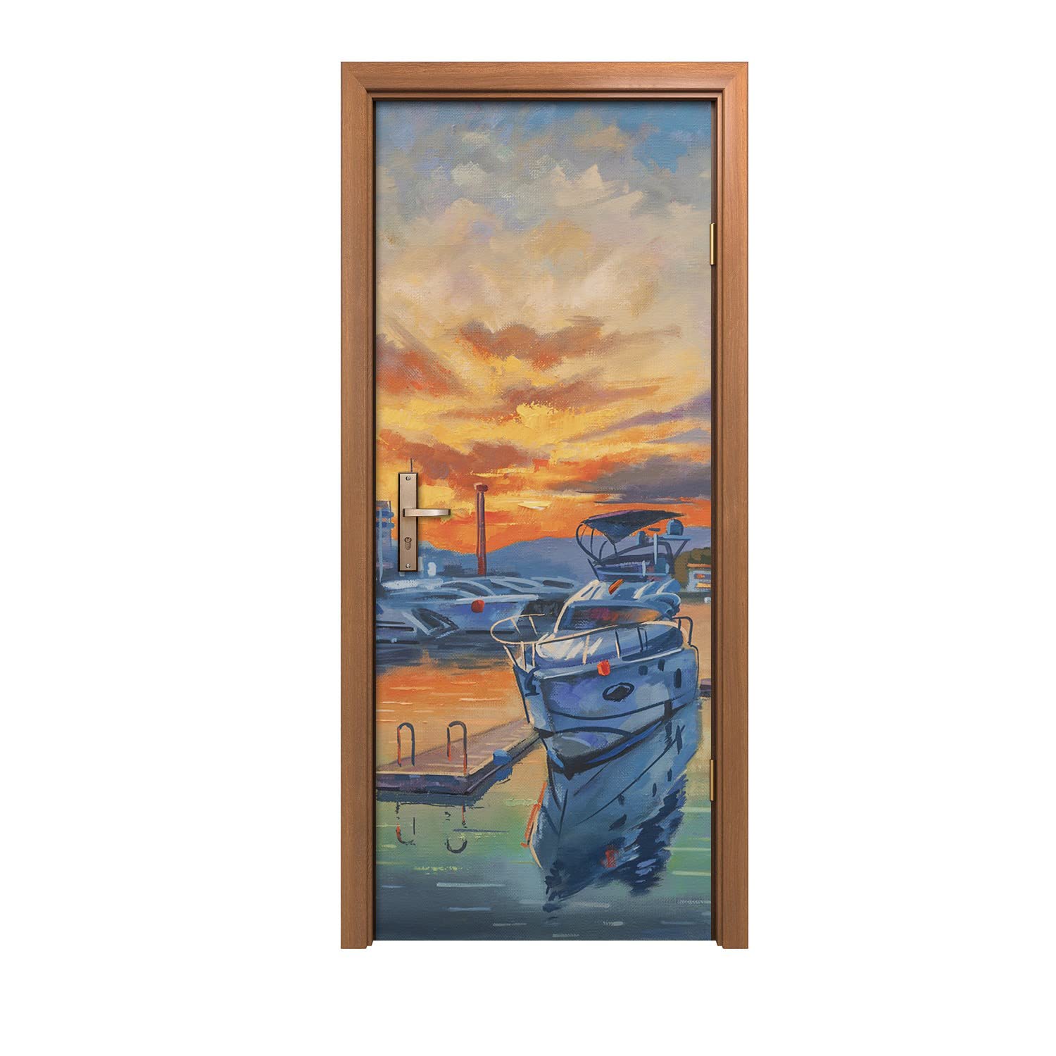 Autocollant de porte mural 80x200cm pour masquer les rayures et décorer