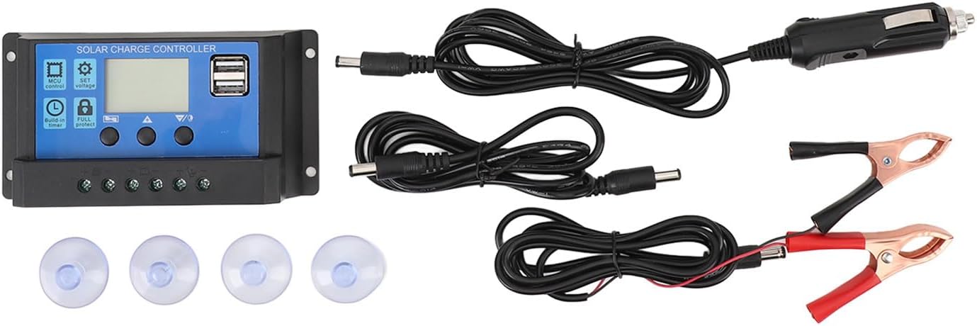 plplaaoo Solar Panel Kit Portable Solar Battery Charger Maintainer 15W High Efficiency Polycrystalline Silicon Solar Charge Controller 12V 24V for Car Boat RV Trailer Outdoor Use