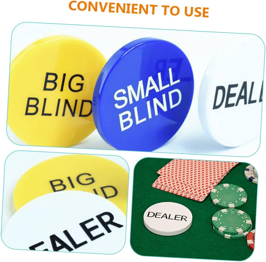WOONEKY 5pcs Banker Chip Buttons Bingo Chips Markers Poker Tokens for Events Sturdy Game Counting