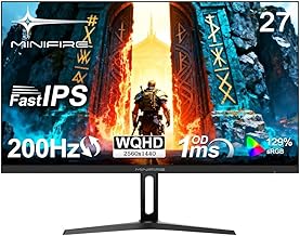 Minifire Gaming Monitor 27 Inch - WQHD (2560 x 1440p), 200 Hz, 1ms(OD) | HDR, AMD FreeSync, Motion Blur Reduction Technology | Fast IPS 10 Bit Panel (MFG27F4Q-200)