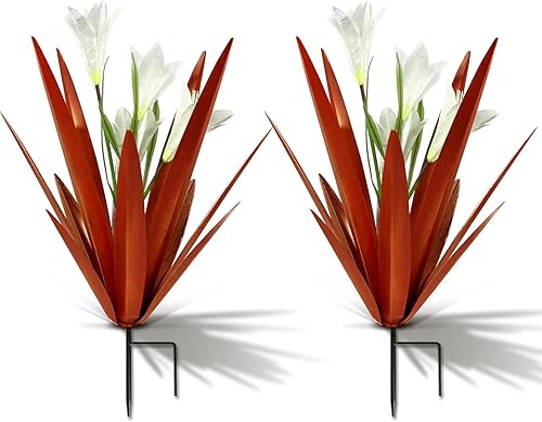 Homight Planta de agave de metal para decoración al aire libre, decoración de jardín al aire libre, lirio mexicano, planta de arte, jardín, agave,