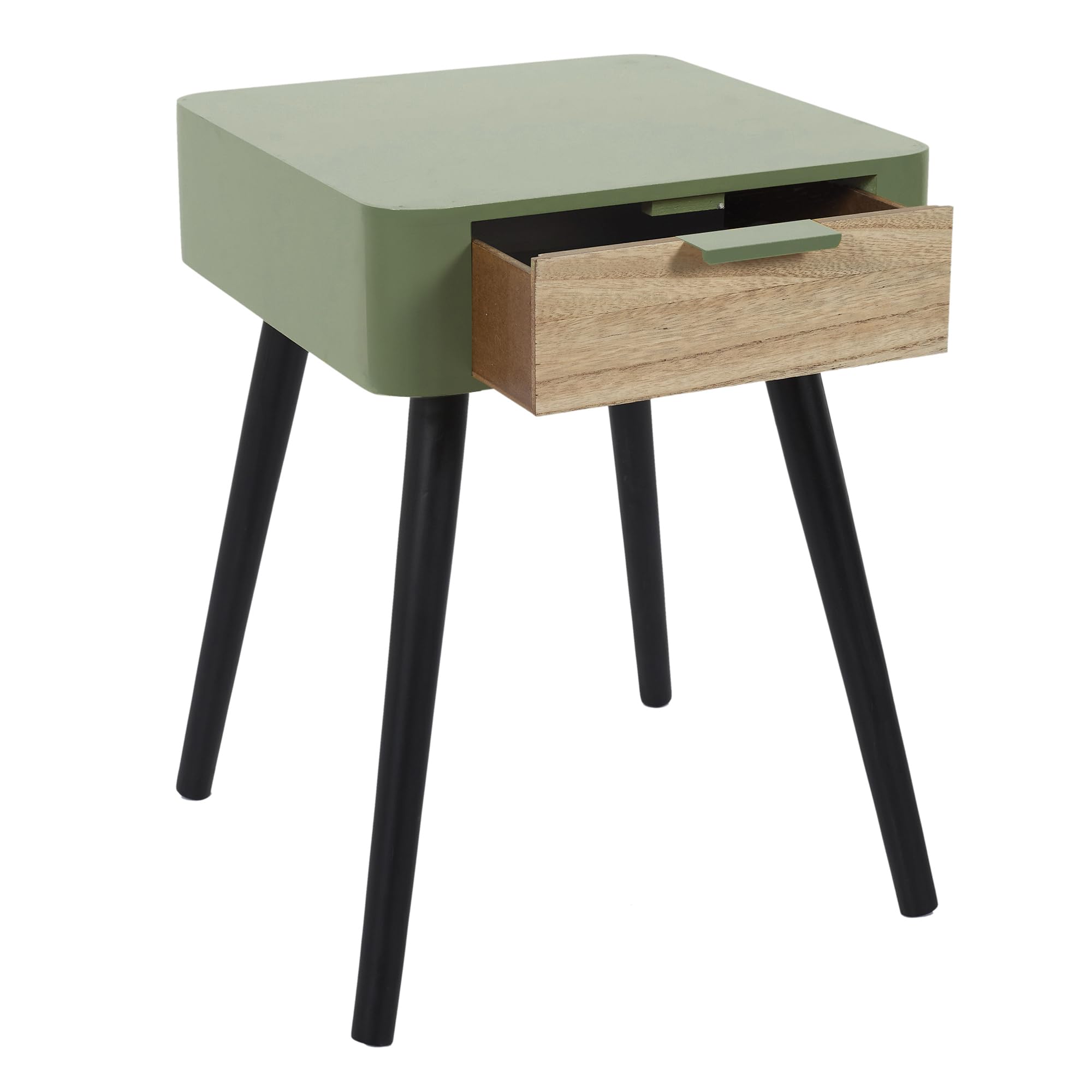HOME DECO FACTORY Stolik nocny Bicolore-48 X 37 X 34,8 Cm-zielony, drewno, wielokolorowy, 48 X 37 X 34,8 cm