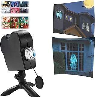 Halloween Holographic Projector, Halloween Window Projector, Halloween Projector Lights Outdoor, Christmas Led Projector Lights, Built-in 12 Movies for Halloween & Christmas Decorations