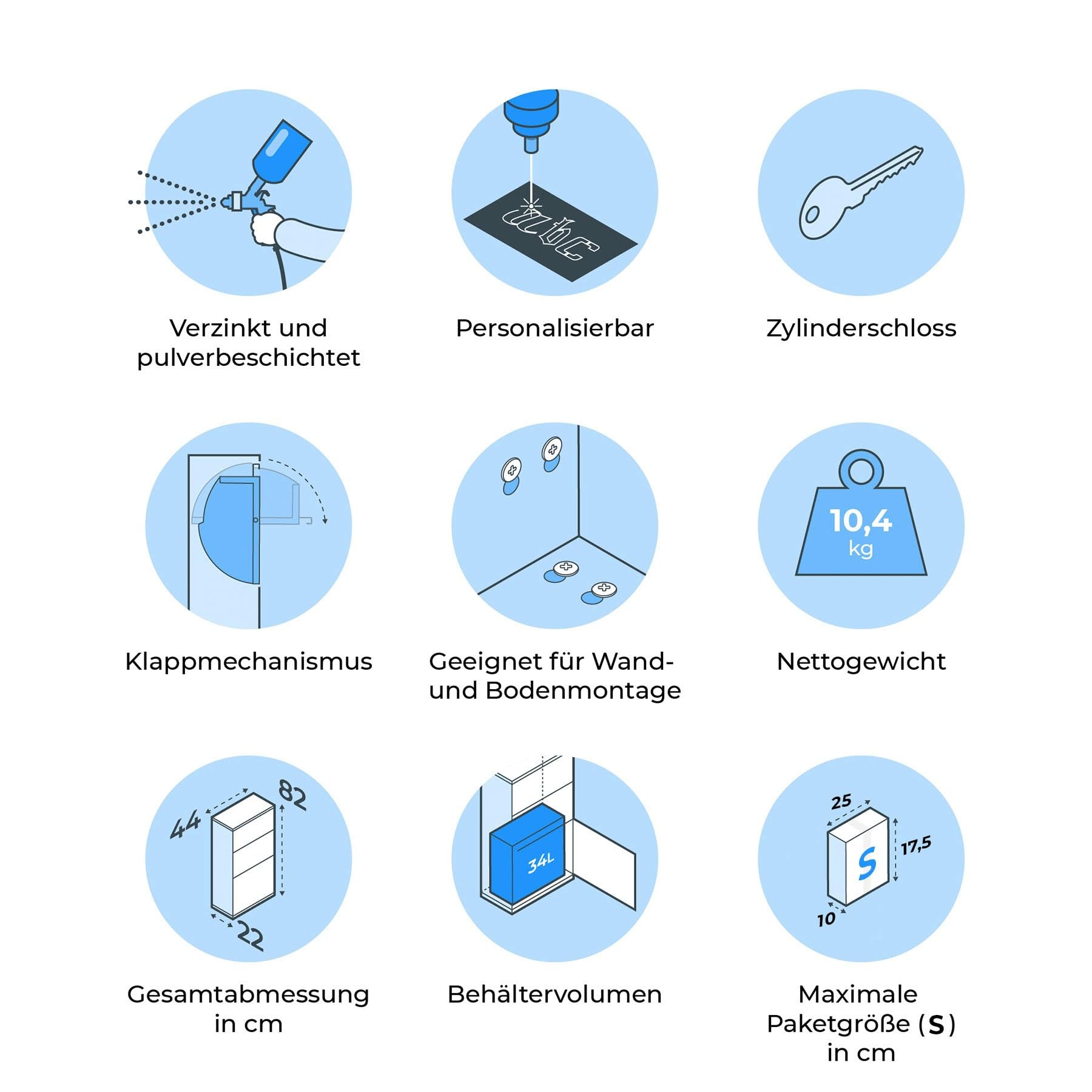 Metzler Paketbox mit Klappensystem Zylinderschloss Graualuminium wetterfest diebstahlsicher Stahlkonstruktion