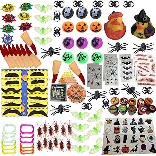 Halloween Treat or Trick Buckets Toys Novelty Trinkets Assortment Goodie Bag Fillers Party Favors for Kids School Classroom Rewards Trick or Treating Halloween Miniatures Goodie Bags