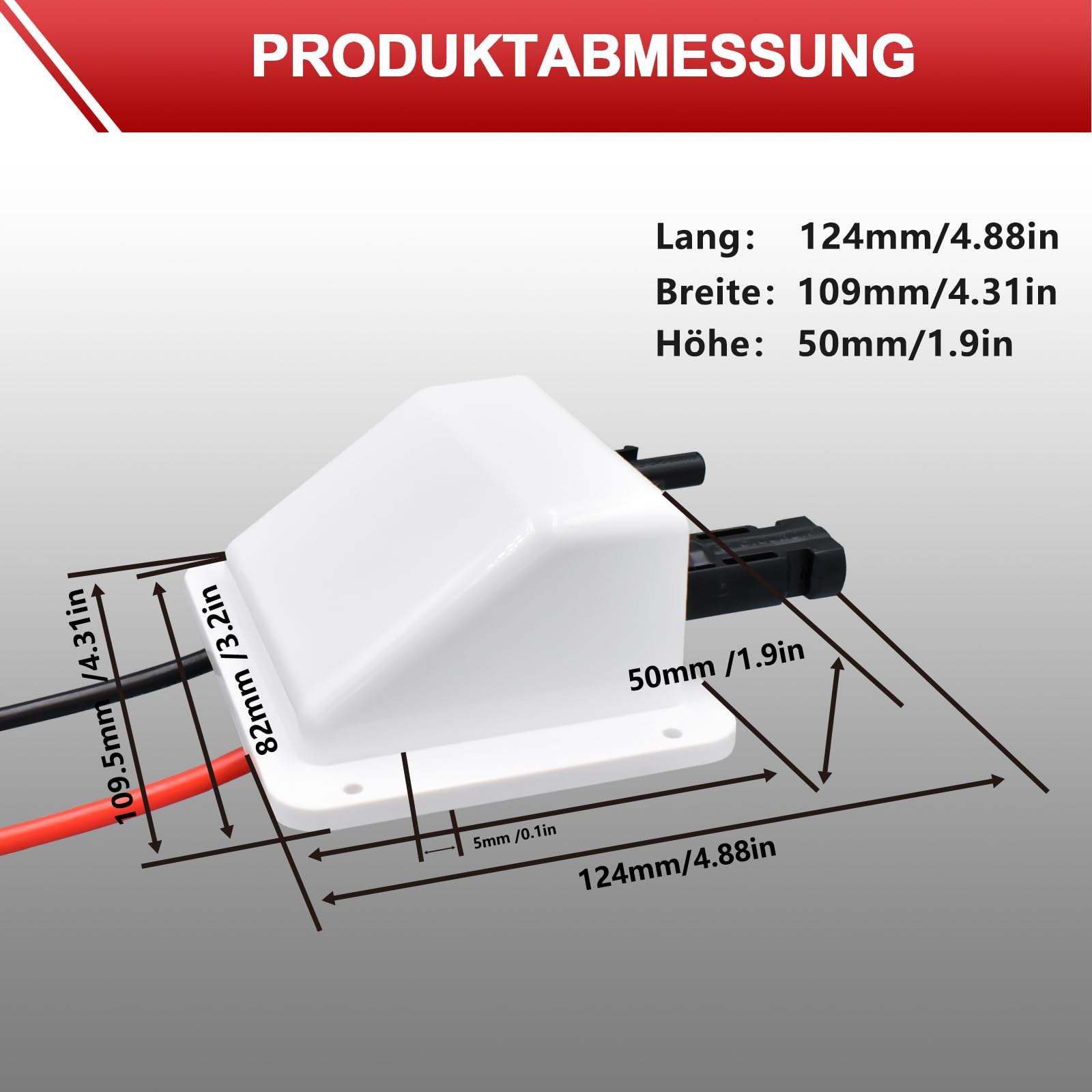 Carcasa de entrada de cable solar doble ABS con cable de cobre suave, resistente a los rayos UV, carcasa de entrada de cable dual para RV, barco, autocaravana (10 pies, 6 mm², color blanco)