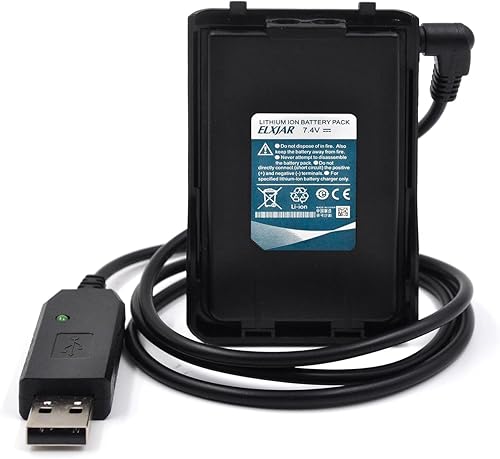 Miniatura 2 de hflexgrad Paquete de 2 baterías de iones de litio de 7.4 V 2200 mAh UV-S9 Plus para radio bidireccional Baofeng UV-S9 UV-S9 Plus Etc con cables de