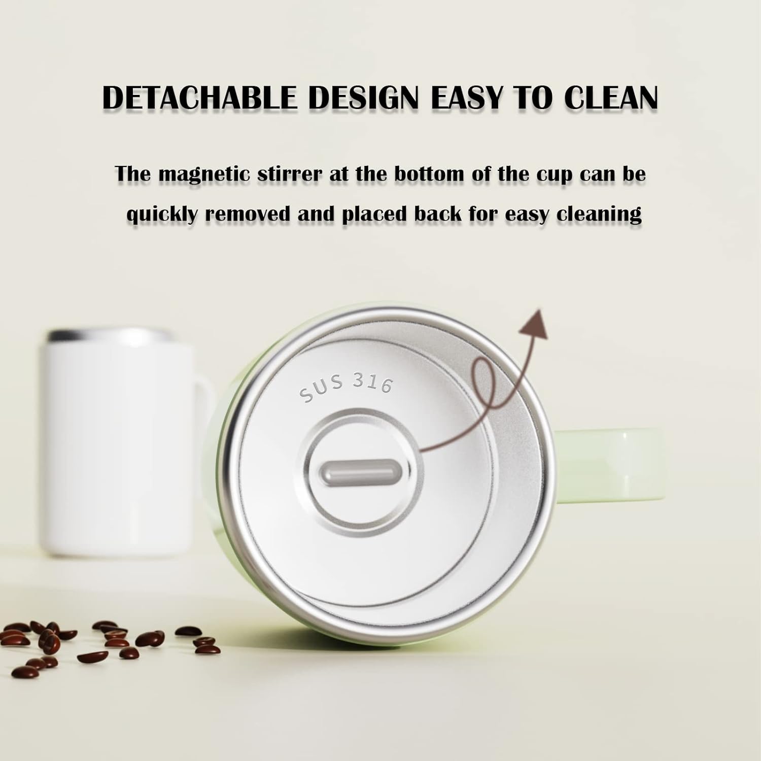 Rechargeable Self Stirring Mug - Magnetic Adsorption Charging | IPX7 | Electric Auto Mixing Stainless Steel Cup 400 ml/13.5 oz(Black) - Image 5