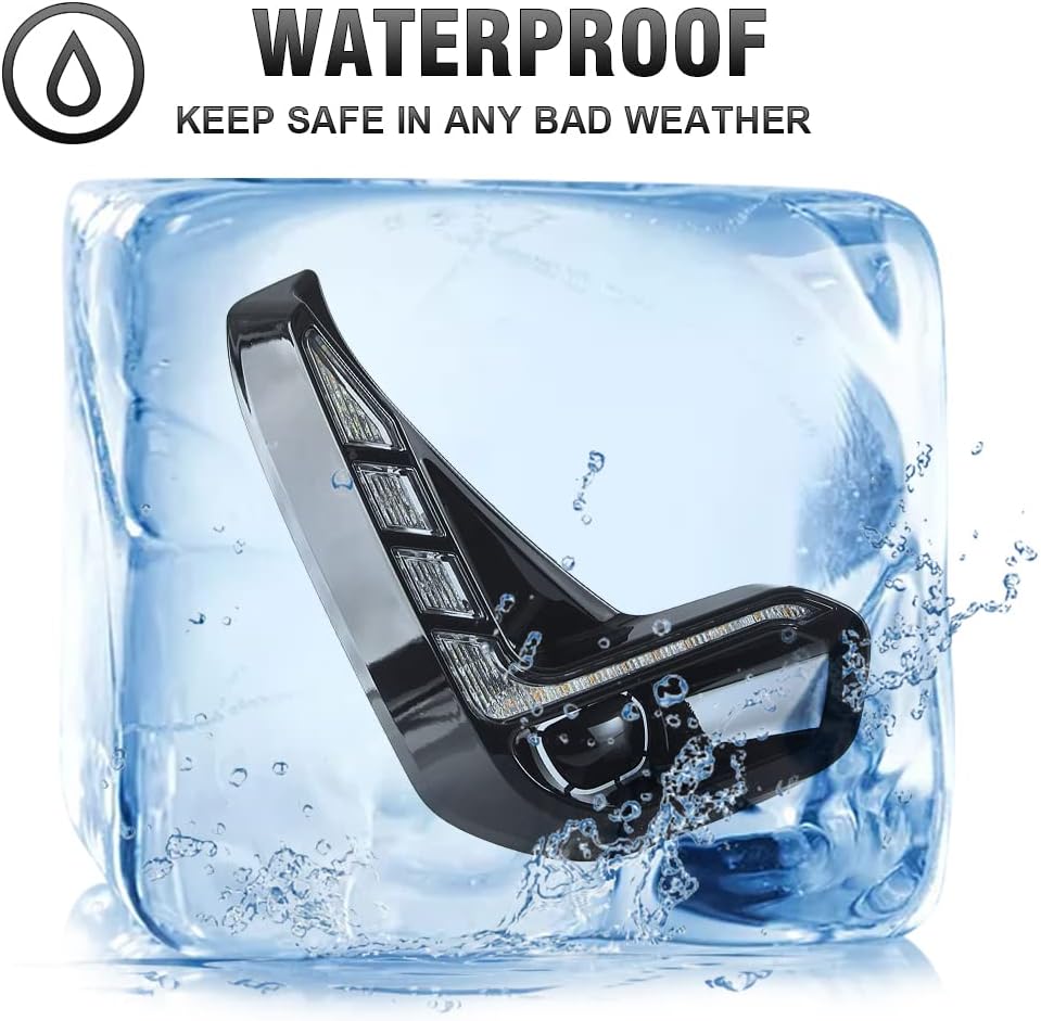 Car Front Bumper LH/RH Side Driving Turn Signal Fog Light DRL Auto Accessories, LED Daytime Running Light, Compatible with Toyota Hilux 2020 2021, Whiter and Amber Light