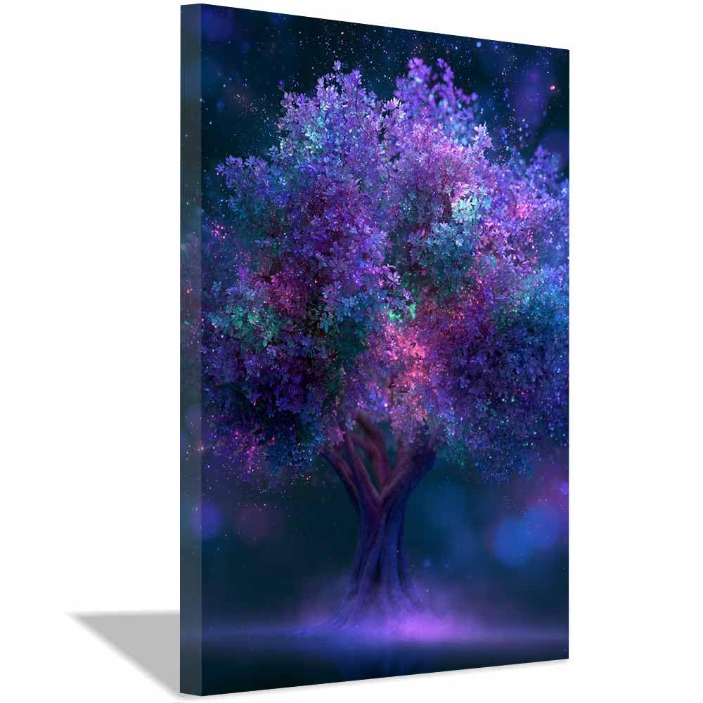 HOQIU Tree Wall Art Multicolor Confetti Tree artwork, home canvas prints, for Bathroom Living Room Bedroom(Multicolor)-60x80cm Framed