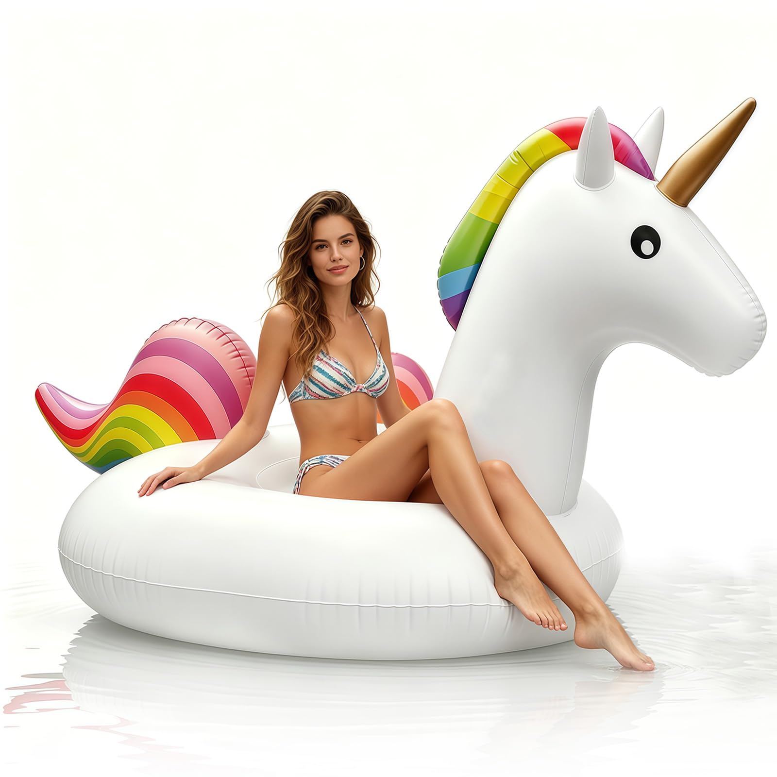Giant Unicorn Inflatable Pool Float for Adult, Pool Floating Raft Water Float Beach Floaties Lounge, Large Inflatable Unicorn Pool Toys for Women Girls Lake Beach Water Swim Hen Party Decor