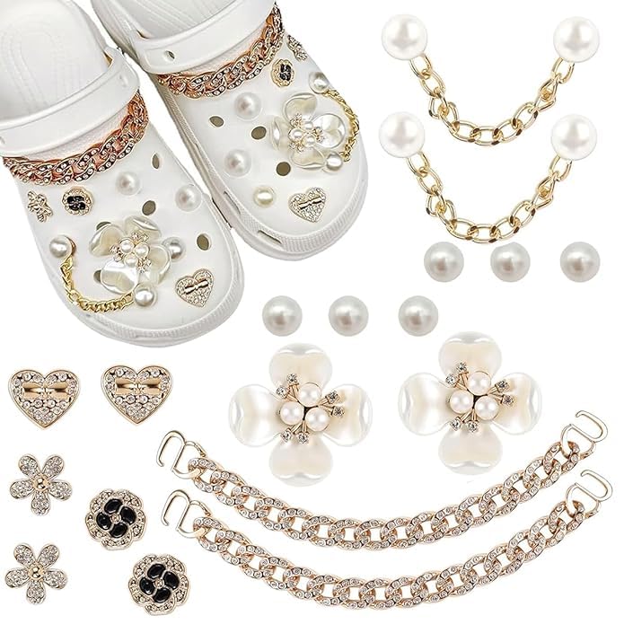 18pcs Girly Jewelry Shoe Charms for Clog Slides Sandals, DIY Flower Pearl Shoe Decoration Charm Accessories for Girls Women, Party Favors Birthday Gifts (B0CXSQZRNS) Amazon Price History, Amazon Price Tracker