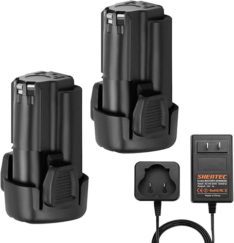 Shentec Paquete de 2 baterías de iones de litio de 3000 mAh 12 V compatibles con Black & Decker LBXR12 LBX12 BL1510 BL1310 BL1110 LB12 (cargador de