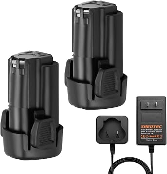 Shentec 2 Pack 3000mAh 12V Li-ion Battery Compatible with Black & Decker LBXR12 LBX12 BL1510 BL1310 BL1110 LB12 Battery Charger Included