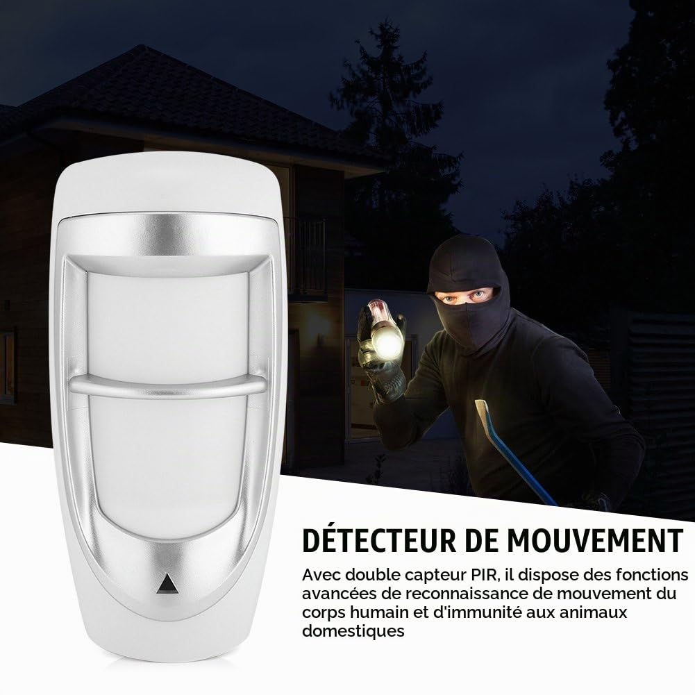 Détecteur de Mouvement, Extérieur IP65 Système de Sécurité D'immunité Filaire Étanche avec Double Capteur PIR Reconnaissance de Mouvement du Corps Humain Anti-fausse Alarme