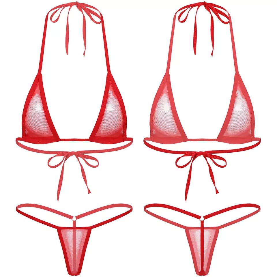 m.a.1 Women's Sheer Mesh Triangle Bikini Set with Tie Closure-picture-23