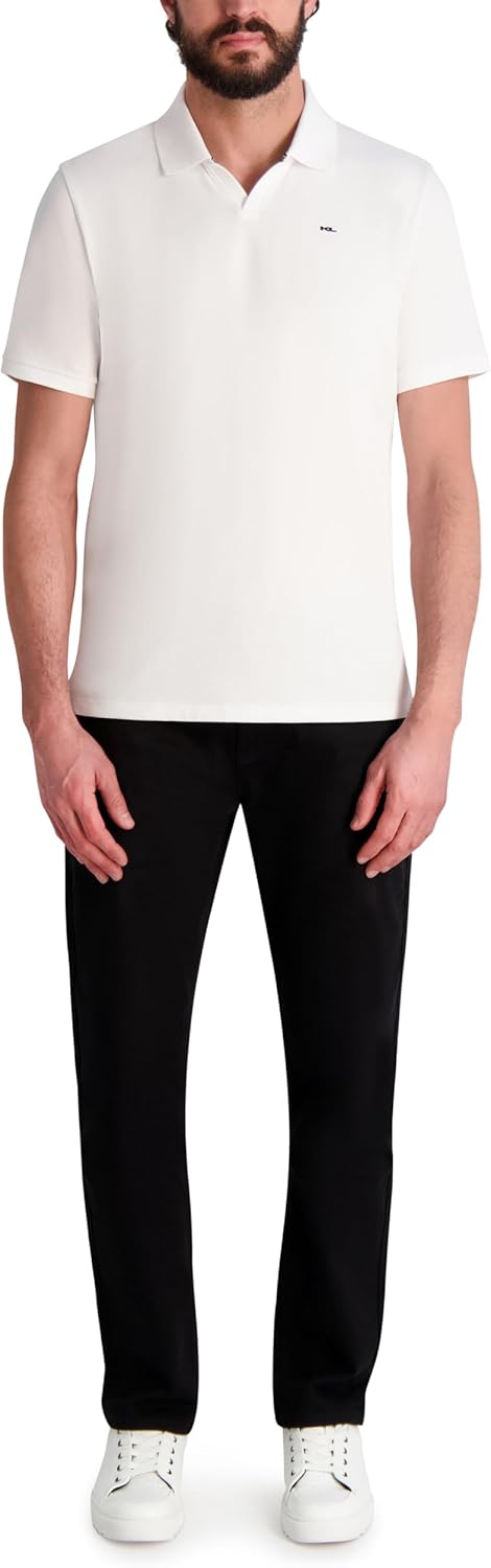KARL LAGERFELD Men's Basic Simple Collared Short Sleeve Polo
