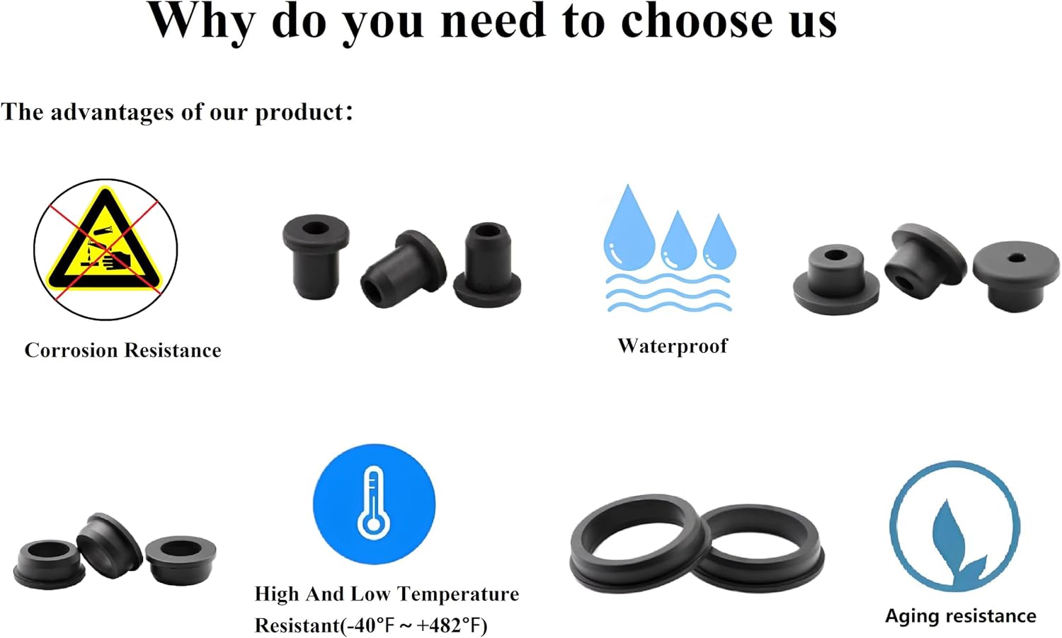 25 pcs 3/8" Drill Hole，3/16" ID Black Silicone Top hat Rubber Grommets for Wiring，Automotive，Firewall，Hole Plug，Desk，Screw，Water and Gas Pipe，Drain，House Siding，Cable Bushing，Glass，Wire Plug