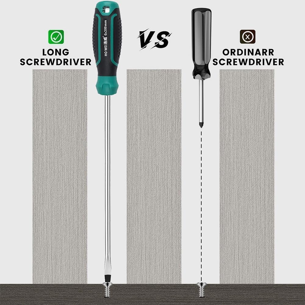 Fixinus 4-Piece Flat Screwdriver Set, Magnetic Slotted Head Screwdrivers, Soft Ergonomic Grip | Precision 3mm 5mm 6mm Driver Tool
