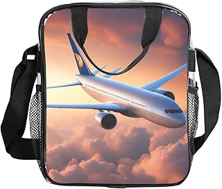 Beautiful Sky Airplane Print Insulated Lunch Dinner Bag Large Capacity Food Storage For Office Travel Picnic