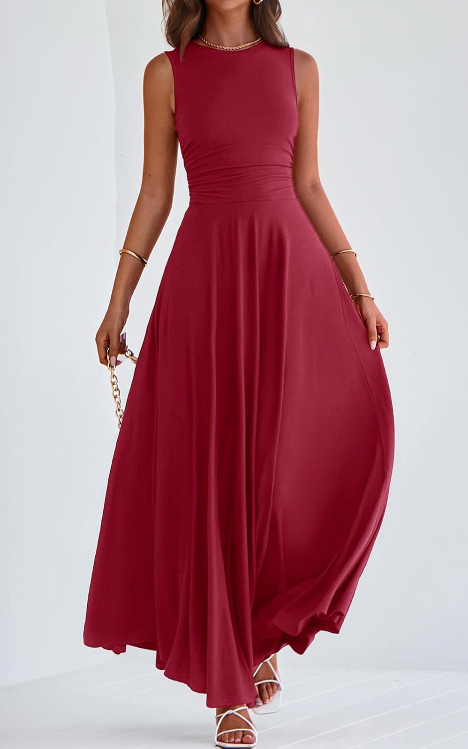 PRETTYGARDEN Womens Spring Dresses 2026 Casual Sleeveless Crewneck Aline Maxi Dress Stretch Tank Flowy Long Dresses - Image 4