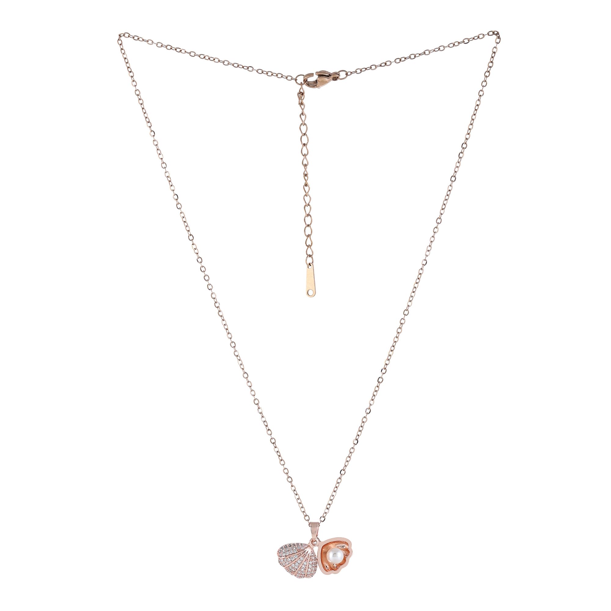 Novellas Rose Gold Chain Necklace with Oyster Pearl & Rhinestone Pendant, Anti Tarnish Jewellery, Perfect Birthday And Anniversary Gift for Women, Everyday Wear Fashion Accessory (With Box) (B0DCTP8Y41) Amazon Price History, Amazon Price Tracker