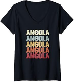 Womens Angola Indiana Angola IN Retro Vintage Text V-Neck T-Shirt