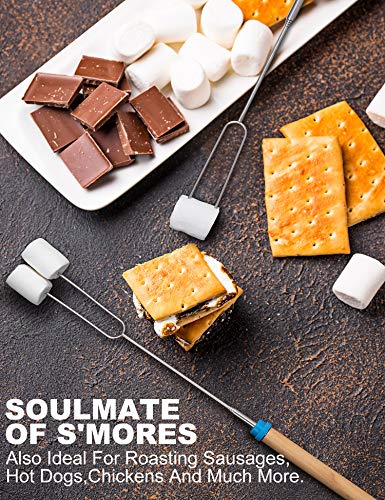 Iunusi Marshmallow Roasting Sticks Extendable Smores Sticks For Fire Pit Campfire Hot Dog Sticks For Campfire 10Pcs 30 Inch #TOP3