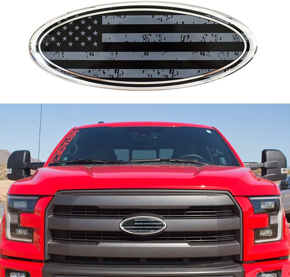 9 Inch Front Grille Tailgate Emblem for Ford, Oval 9"X3.5", Decal Badge Nameplate for Ford 04-14 F150 F250 F350, 11-14 Edge, 11-16 Explorer, 06-11 Ranger