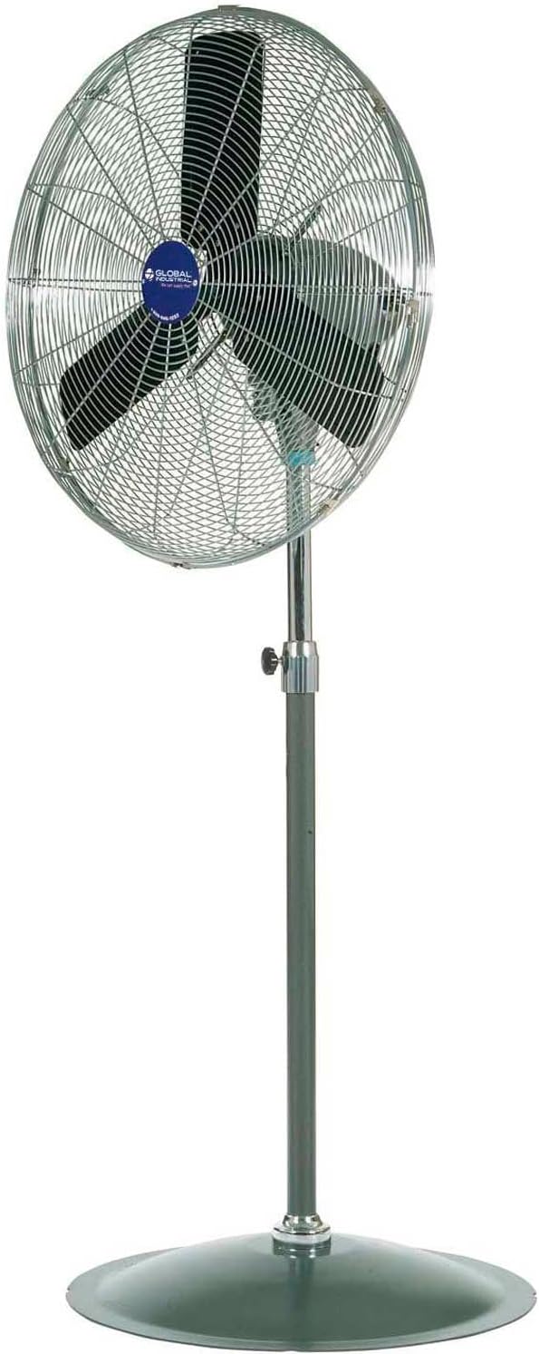 Global Industrial Heavy Duty Oscillating Pedestal Fan, 24" Diameter, Silver, 1/4HP, 7525 CFM, 3 Speeds, For Indoor Commercial & Industrial Use, UL & cUL Listed