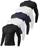 5 Pack Long Sleeve Compression Shirts for Men - Black Quick Dry Workout Base Layer Undershirt Top for Athletic Gym Running